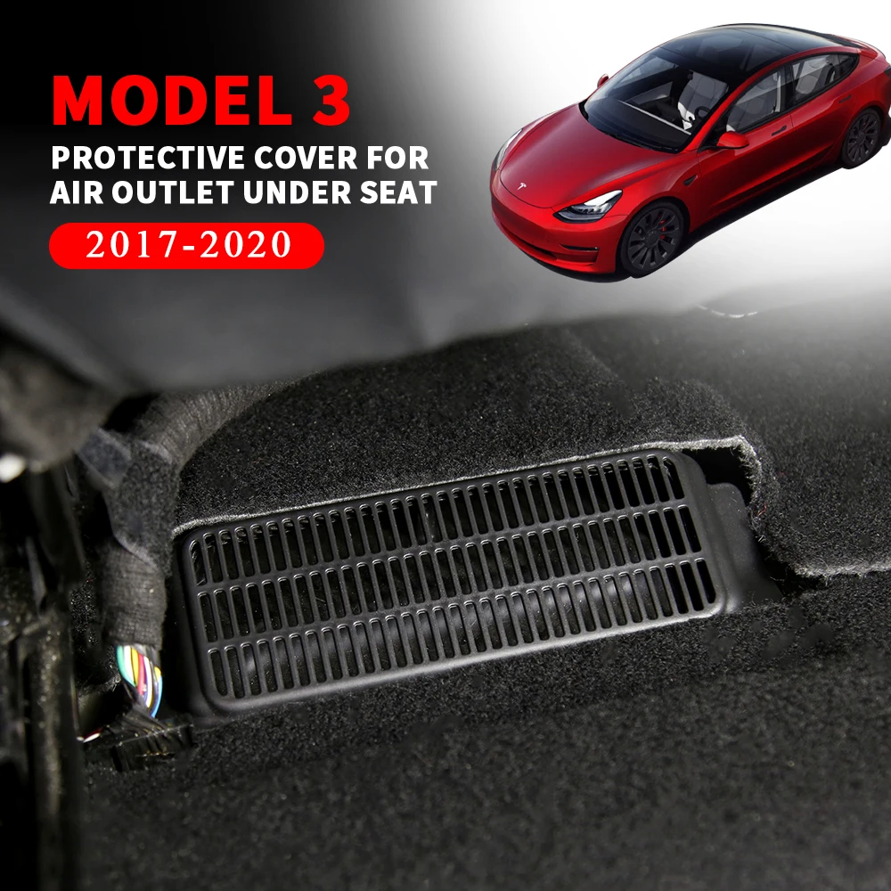 

For Tesla Model 3 2017-2020 2pcs Car Under Seat Air Outlet Protection Cover Air Vent Anti-blocking Dustproof Auto Accessories