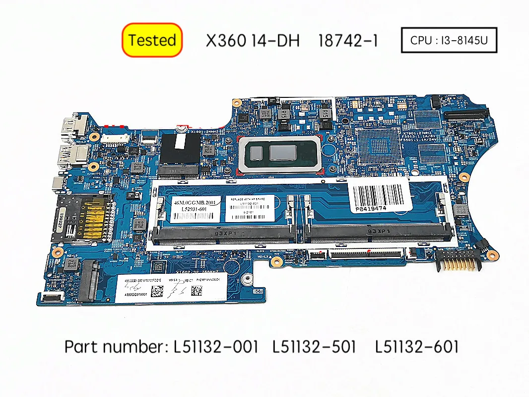 

Материнская плата для ноутбука HP Pavilion X360 14-DH, 18742-1 L51132-001 L51132-501
