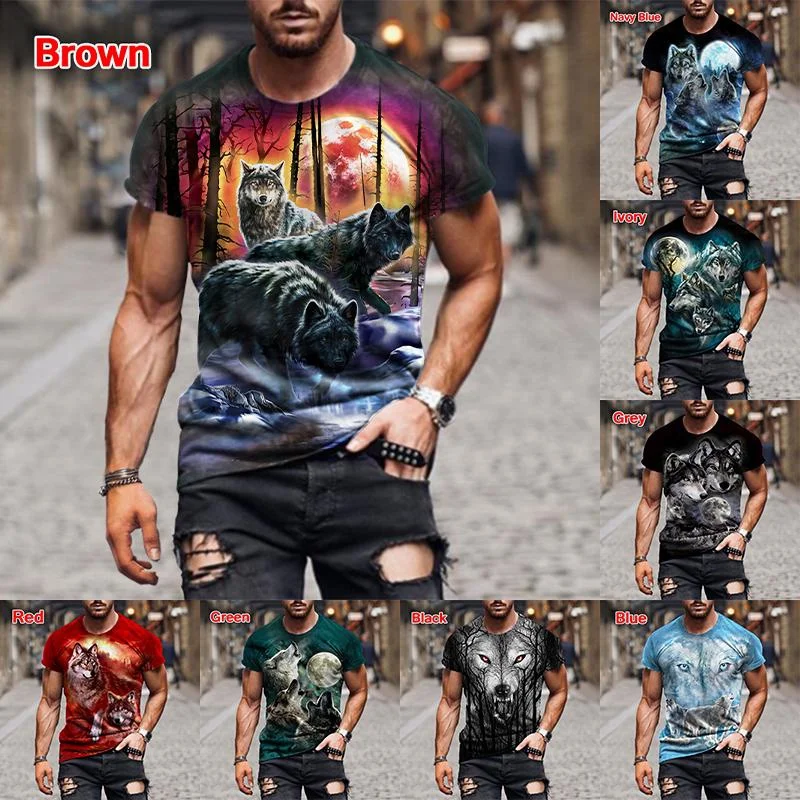 

Men's Fashion Realistic 3D Wolf Printing T-Shirt Women Trend Animal Casual Round Neck Short Sleeve T-Shirts Quick Dry Clothing