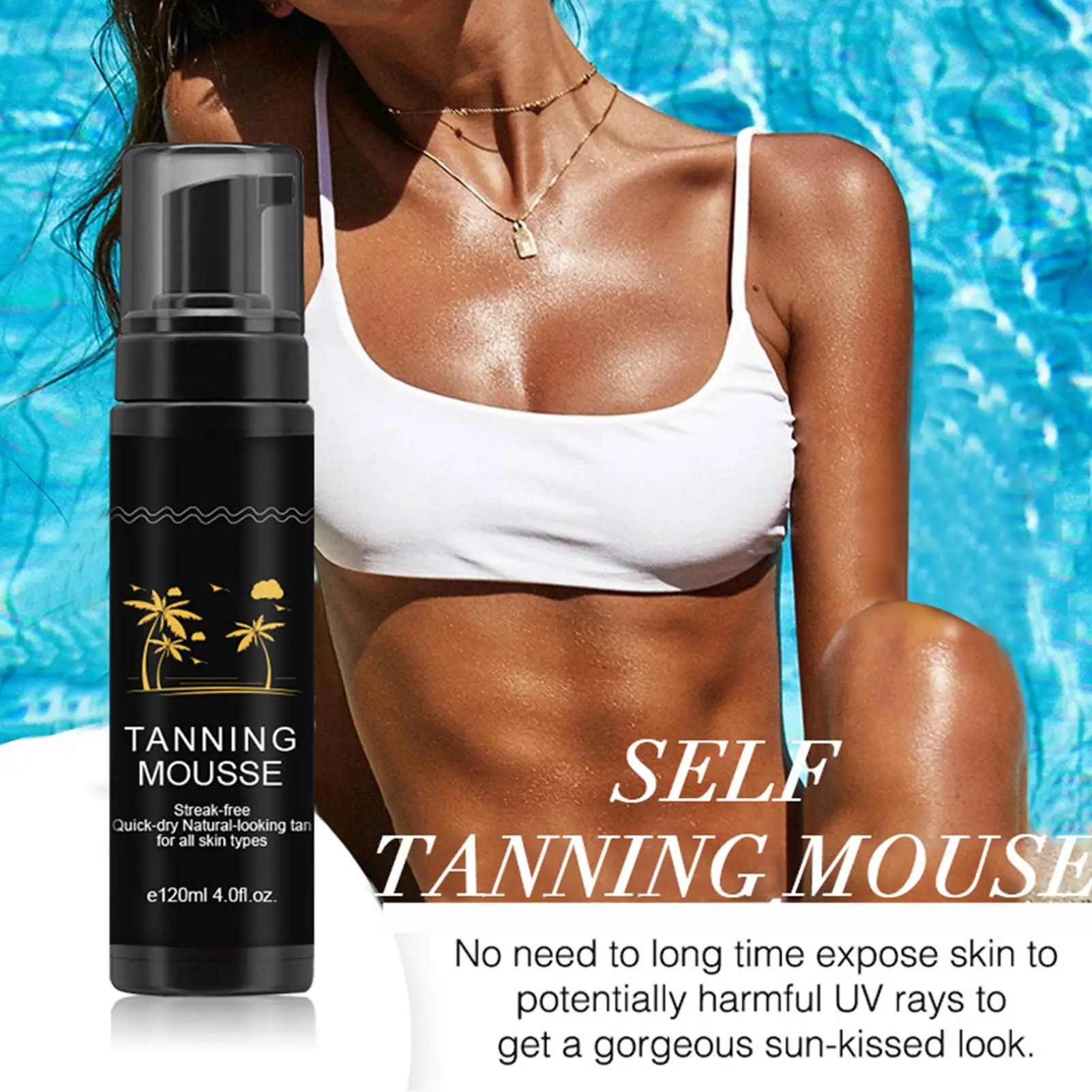 

Self Tanning Mousse Natural Body Self-Tanner Natural Looking Self Tan Dark Fake Tan Sunless Tanner Bronzing Skincare For All