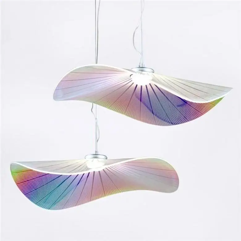 

Modern Lotus Leaf Hat Ceiling Lamp Suspension transparent straw hat chandelier Restaurant Bedroom Pendant Light For Living Room