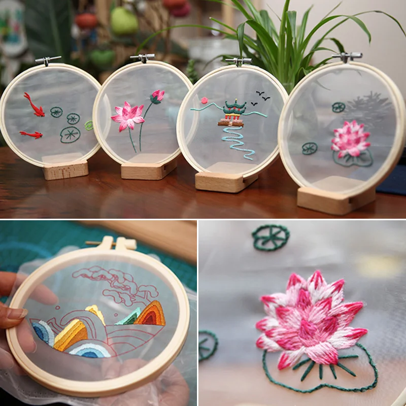 

1Set Embroidery Kit Embroidery Thread Professional Needle Bamboo Embroidery Shed DIY Embroidery Material Kits Handicraft