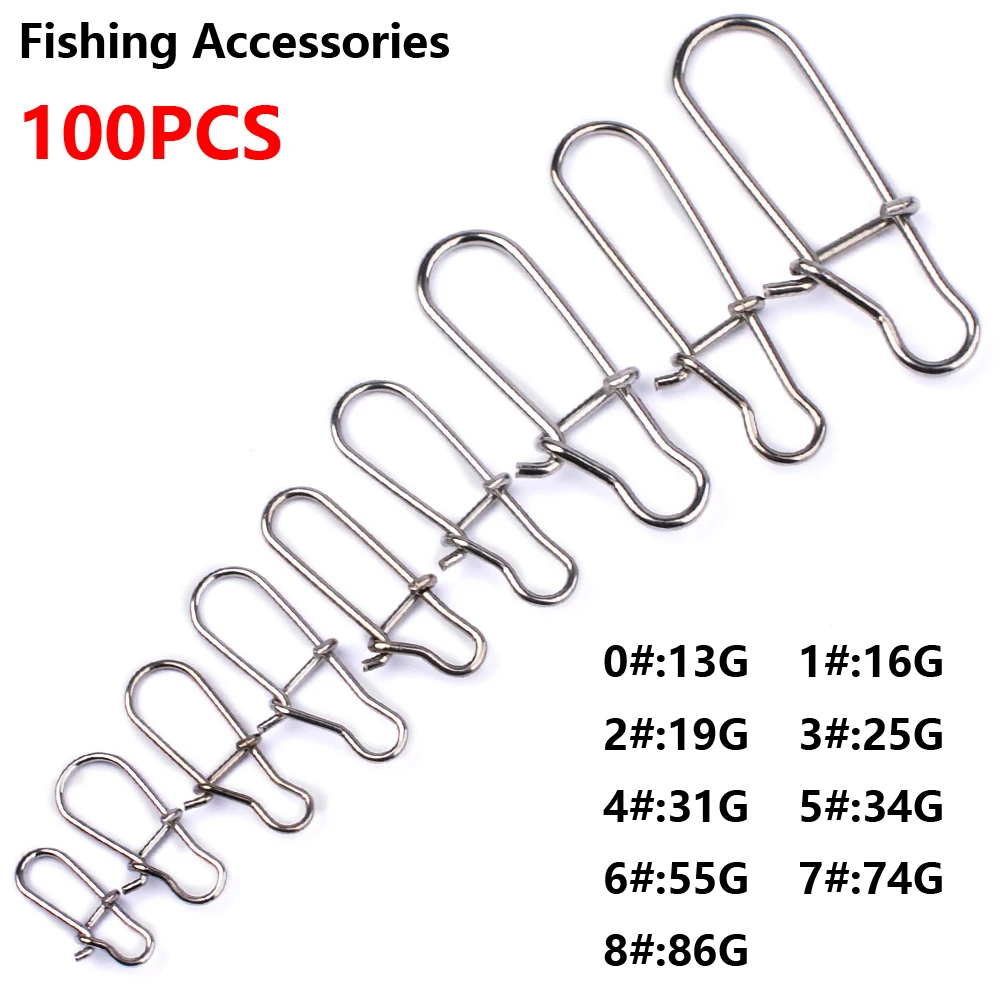 

100PCS Pike Fishing Accessories Connector Pin Bearing Rolling Swivel Stainless Steel Snap Fishhook Lure Swivels Tackle Fishing