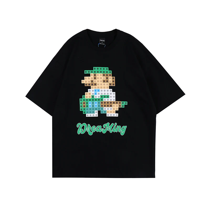 

Harajuku Letter Short Sleeve Summer Tshirts Men and Women High Street Oversize Round Neck Cotton Tees Loose Hip Hop Casual Top