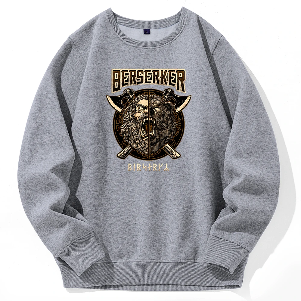 

Свитшот мужской в стиле викингов, Berserker, скандинавские языческие Медвежья, воин, повседневные свитшоты в стиле оверсайз, флисовая модная Тол...
