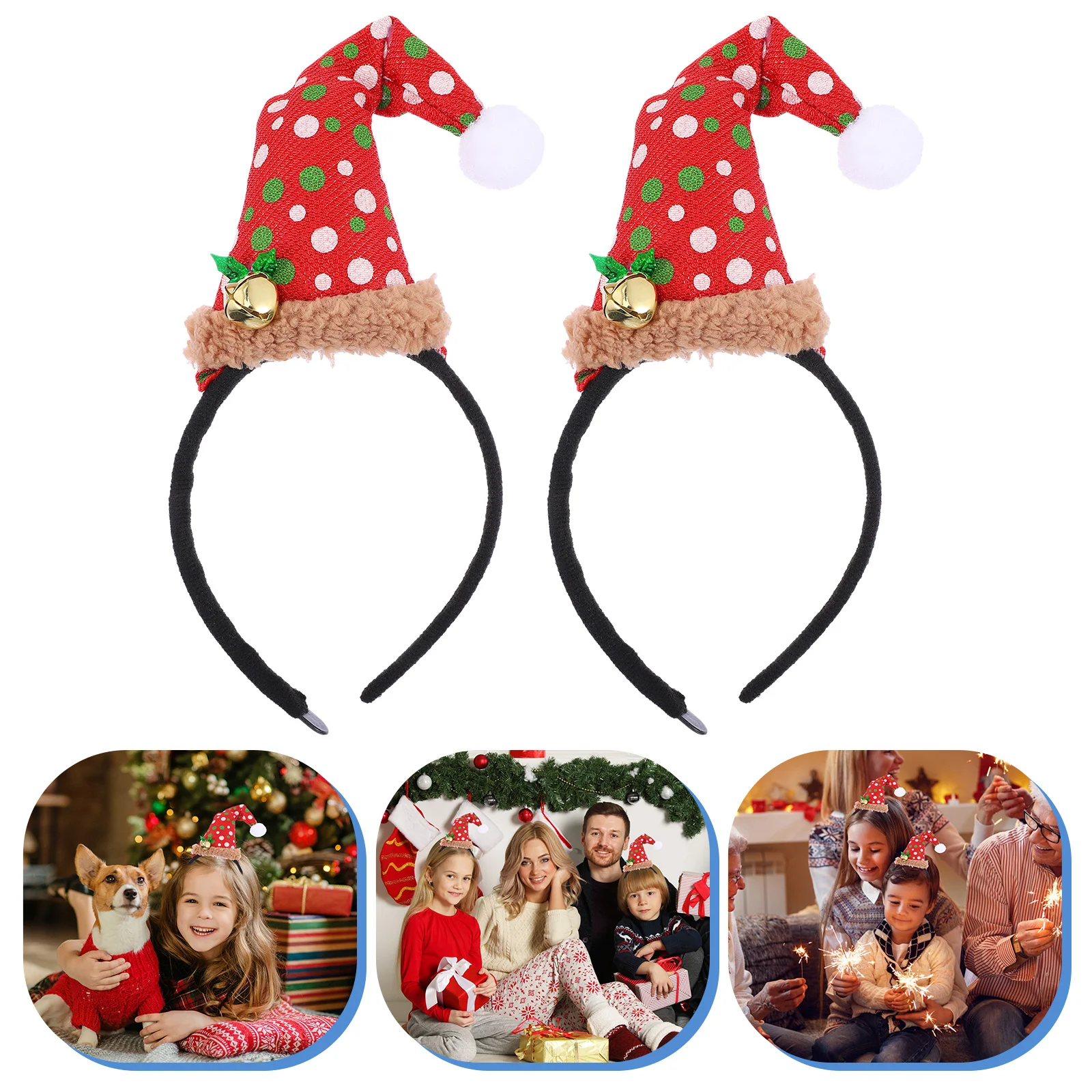

2pcs Adorable Santa Hat Christmas Hair Hoops Christmas Headbands for Adult Children