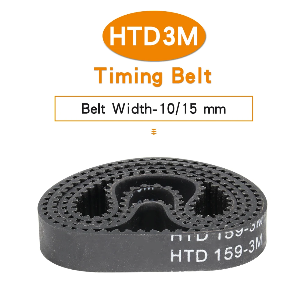 

Timing Belt HTD3M-141/144/147/150/153/156/159/162/165/168/171 Closed Loop Synchronous Belt Width 10/15 mm For 3M Alloy Pulley