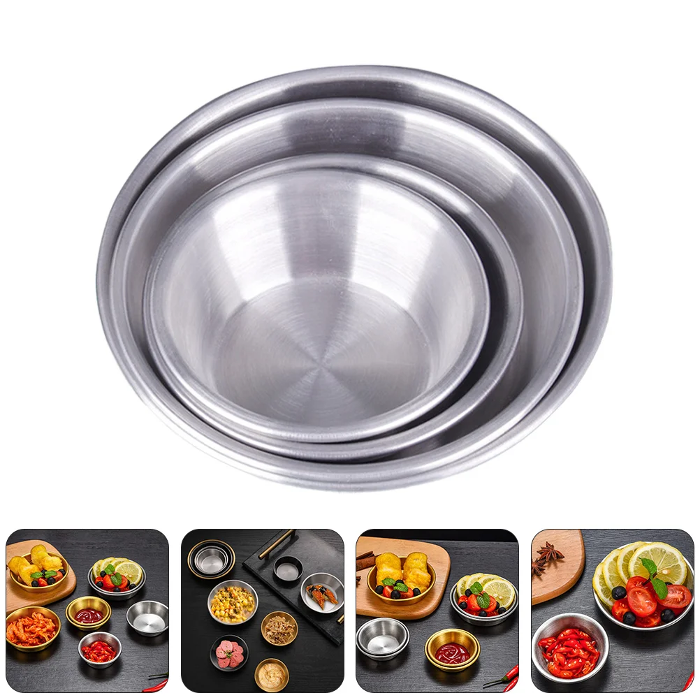 

4 Pcs Mixed Nut Butter Metal Portion Cups Stainless Steel Dishes Appetizer Japanese Snacks Sushi Dipping Bowl Plate