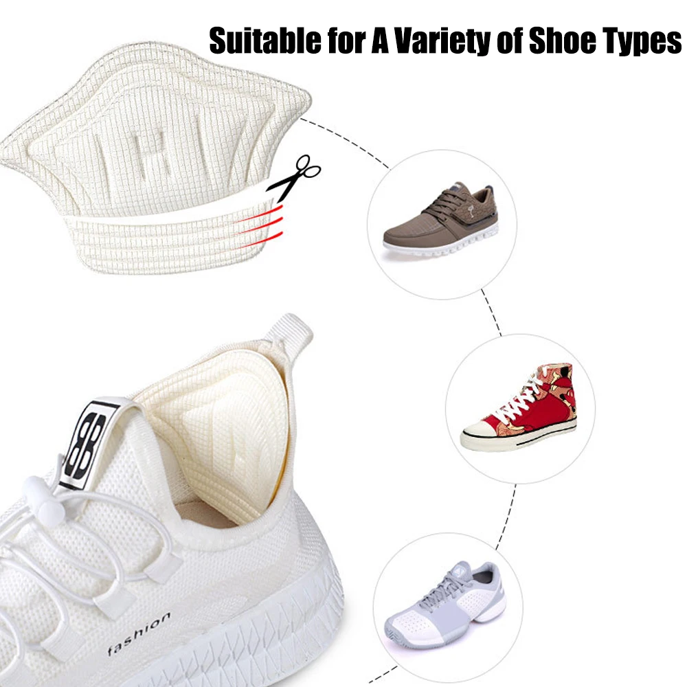 2pcs Heel Cushion Pads for Sport Shoes Stickers Anti Wear Heel Pain Inserts Protector for Sneakers Adjust Shoe Size Foot Pad