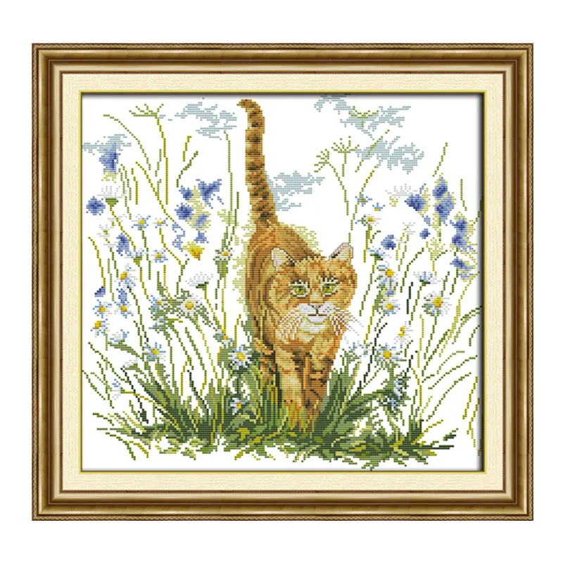

The cat's warning cross stitch kit 14ct 11ct count print canvas hand sew cross-stitching embroidery DIY handmade needlework