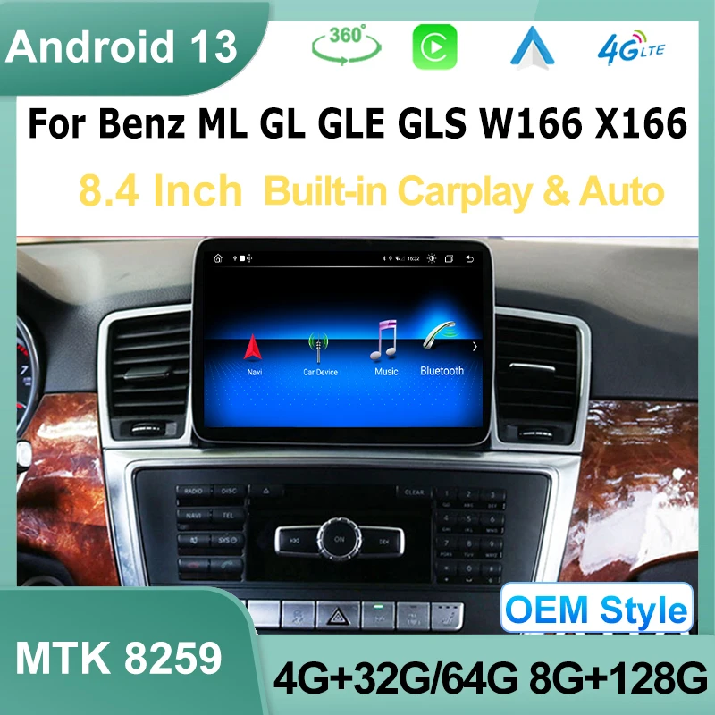 Android13 для Mercedes Benz ML W166/GL X166 GL GLE Carplay автомобильный радиоплеер GPS-навигация