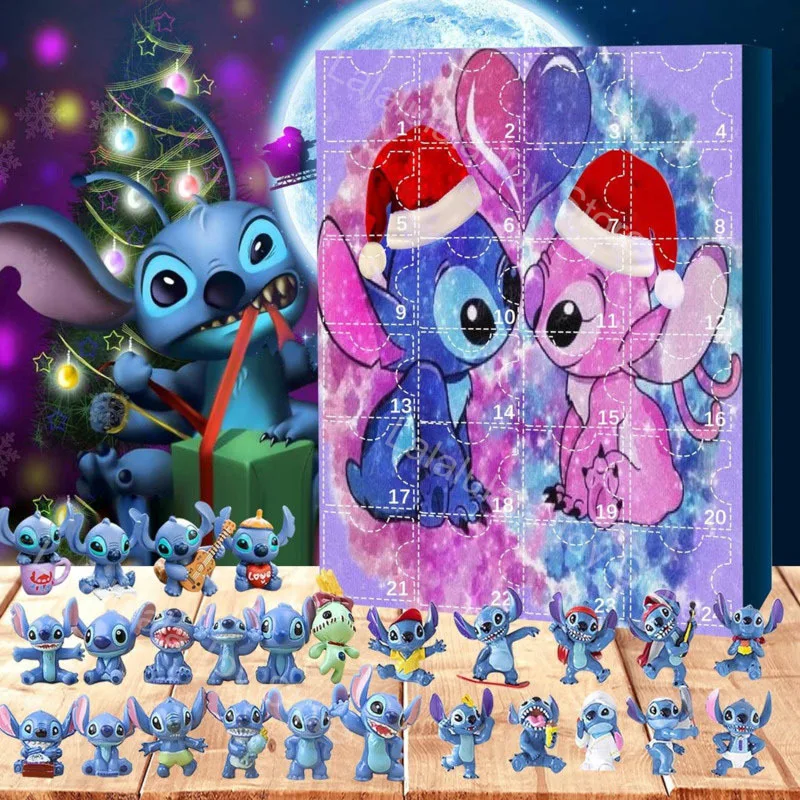 

Christmas Stitch Advent Calendar 24 Days Toys Disney Blind Box Lilo Stitch Juguetes Noel Decoration 2023 2024 Kids Navidad Gifts