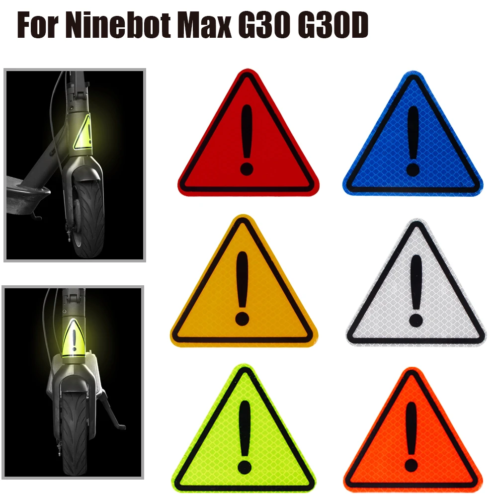 New Reflective Triangle Warning Sticker for Segway Ninebot Max G30 G30D Front Bodywork Safety Sticker E-Scooter Accessories