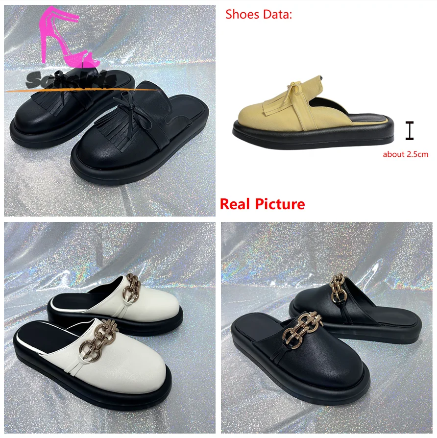 Flats Slippers Women's 2023 Spring Summer New Fashion Brand Tassel Bowknot Flat-bottomed Muller Shoes Lady Slipper Shoes