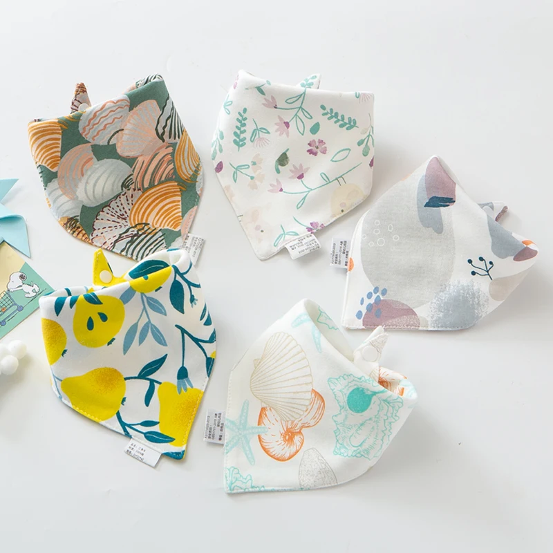 

5Pcs Baby Bibs Triangle Double Cotton Bandana Bibs Baby Boys Girls Babador Feeding Smock Infant Burp Cloth Baby Saliva Towel