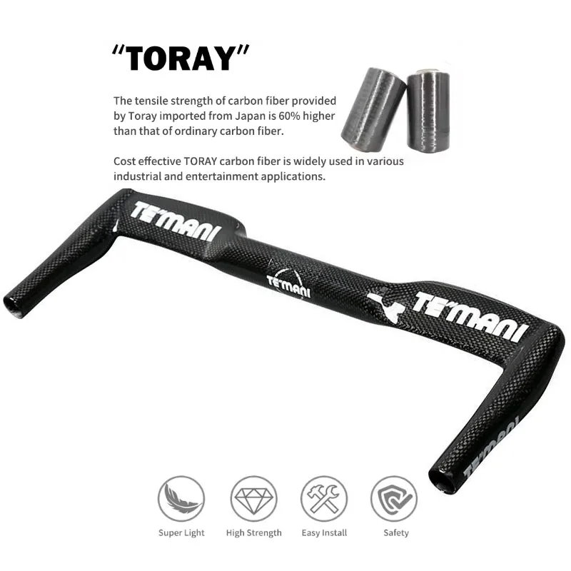 Фото Руль TEMANI Full Carbon TT Aerobar Bullhorn для фикс-байка, 25.4/31.8 мм, ультралегкий, для гоночных велосипедов №5