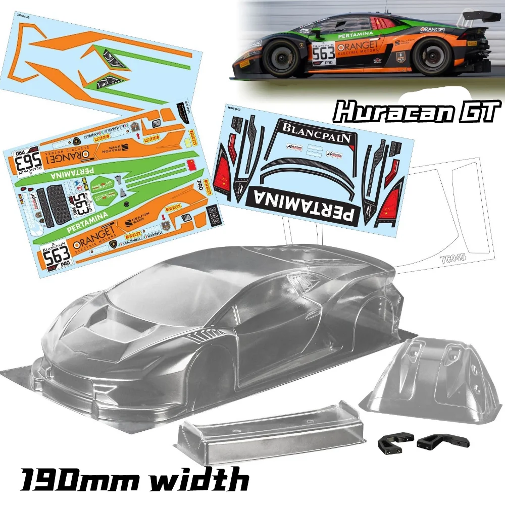 1/10 PC RC Shell body Huracan GT190mm Width 260mm Wheelbase Transparent Shell Body With Tail lampshad for D5S Mst Yokomo Hpi Hsp