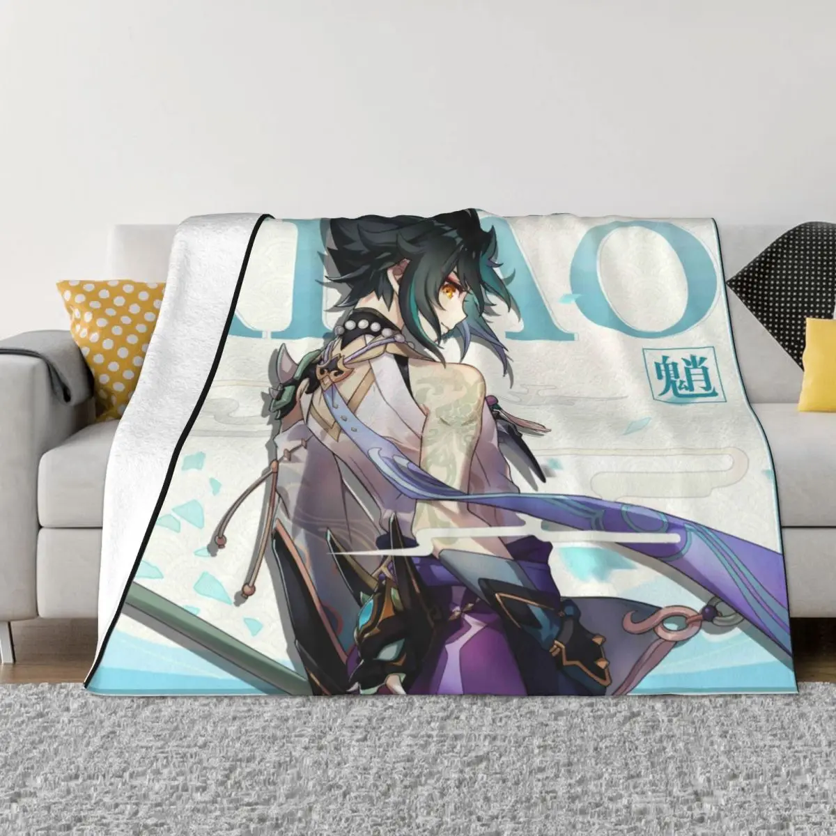 

Xiao Genshin Impact Blankets Flannel Winter Game Breathable Warm Throw Blankets for Sofa Office Bedspreads