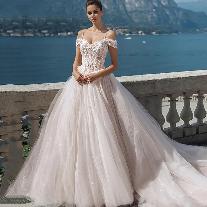 

Charming Boho Wedding Dresses Scoop Neck A-line Spaghetti Straps Lace Up Short Sleeves Bridal Gown Custom Maded Vestido De Noiva