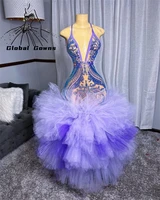 sexy purple halter long prom dresses 2022 sparkly sequin birthday party gown ruffles graduation dress mermaid robe de soiree