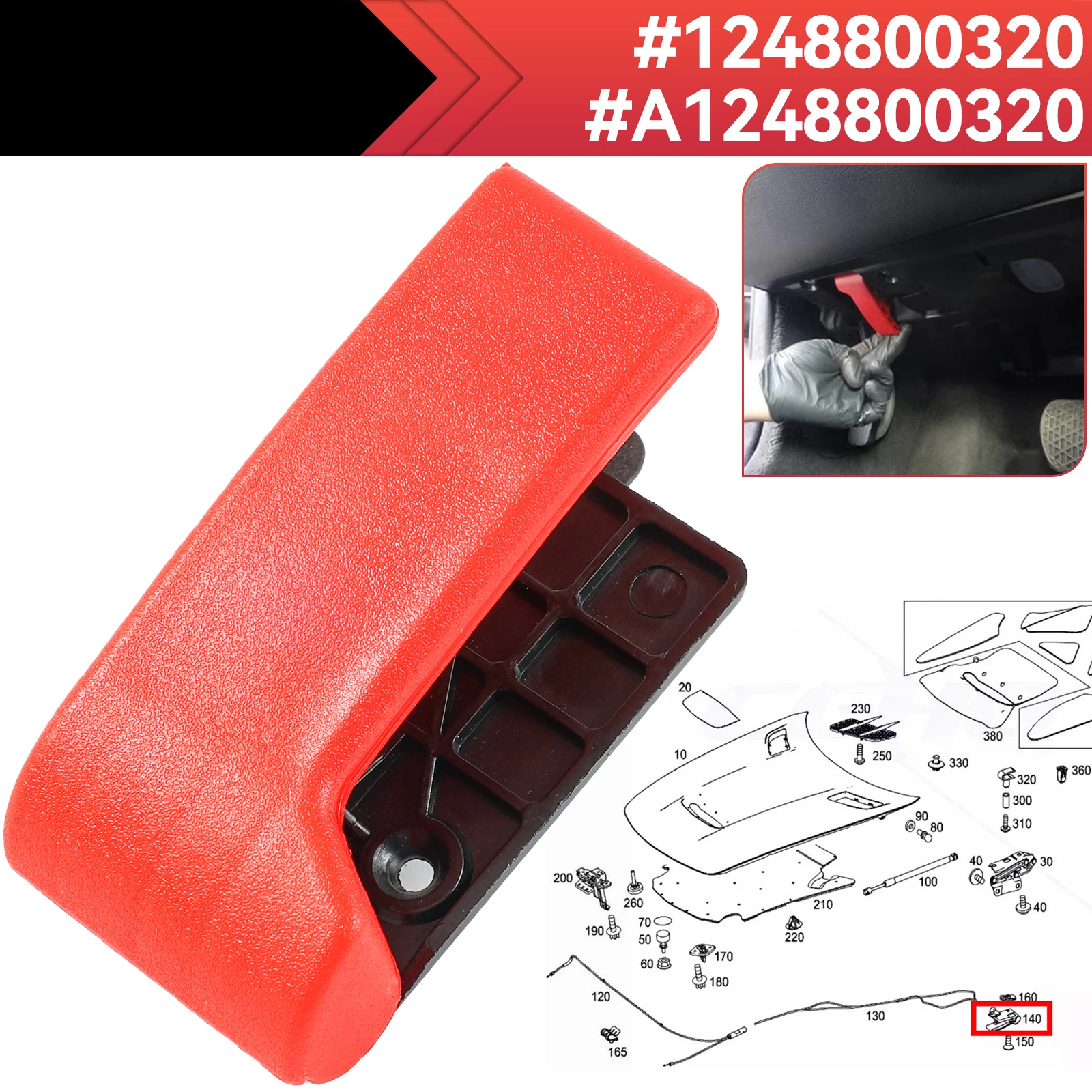 

Внутренняя ручка открывания капота для Mercedes-Benz W124 W170 W202 W203 W208 W210 W639 Vaneo Viano Vito 1248800320 A 1248800320