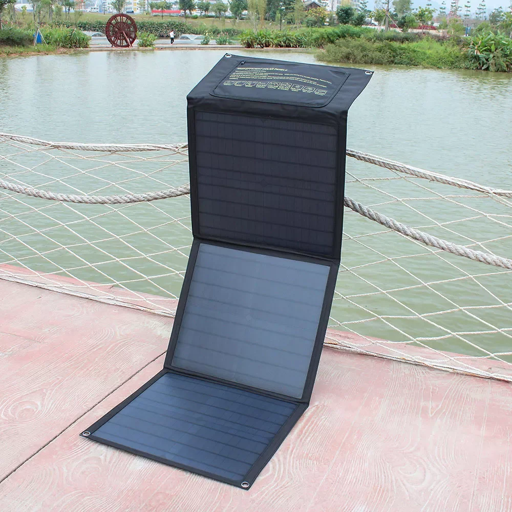 

60W Solar Panel Foldable Solar Charger Dual 5V USB 18V DC Output Waterproof for Mobile Phone Camping Boats