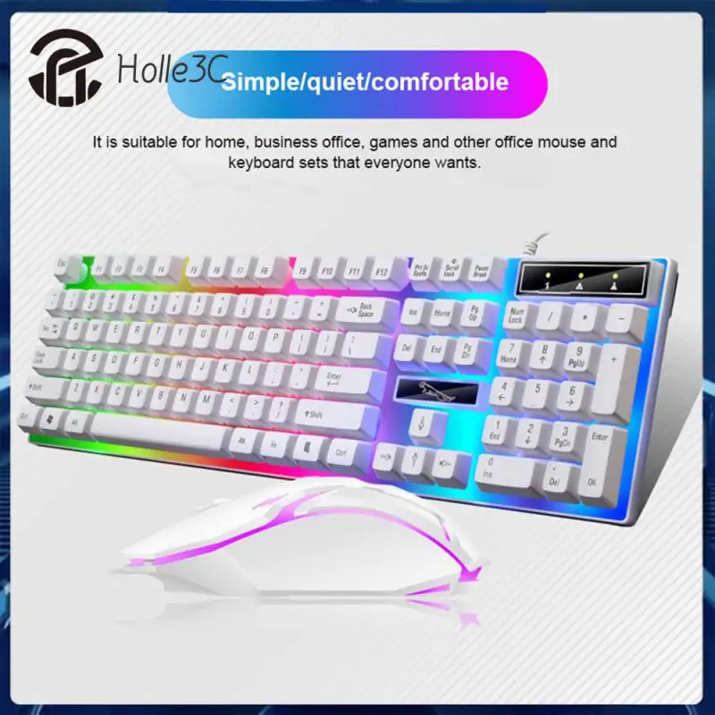

104 Keys Wired Keyboard Mouse Cool Backlight Usb Luminous Gamer Keyboard And Mouse Color Keycap Gaming Mouse Laptop Accessories