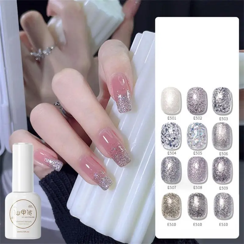 

12Colors Glitter Cat's Eye Nail Polish Gel Silver Sequin Gold Nail Art Glue Phototherapy Glue Soak Off UV LED Varnish Manicure