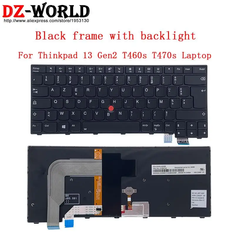 Azerty клавиатура с французской подсветкой для ноутбука Lenovo Thinkpad 13 Gen2 T460s T470s T460p T470p