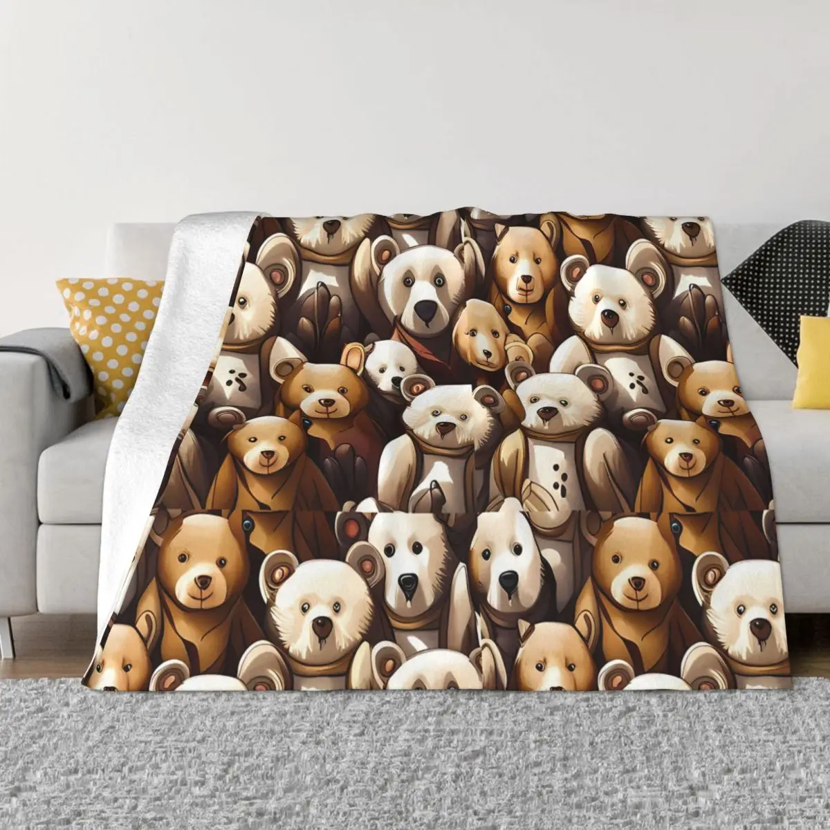 

Одеяло с медведем, Фланелевое украшение, удобное переносное домашнее покрывало