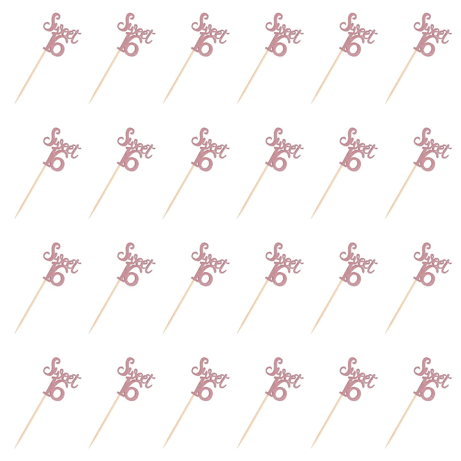 

24pcs Creative Birthday Cake Toppers Party Cake Baking Decoration (Rose Gold)