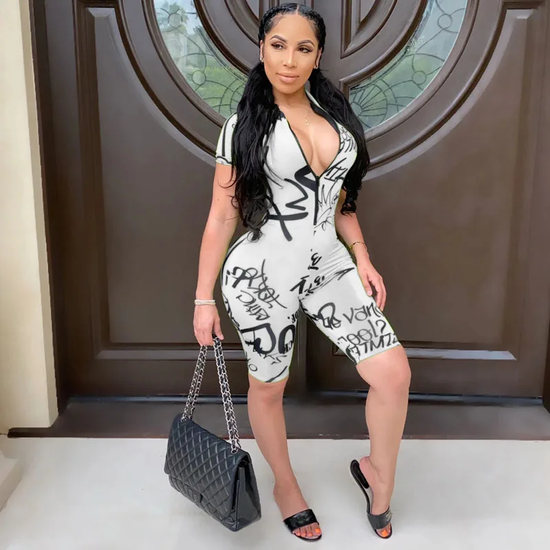 Неоновые женские Комбинезоны и шорты с буквенным принтом летние короткие