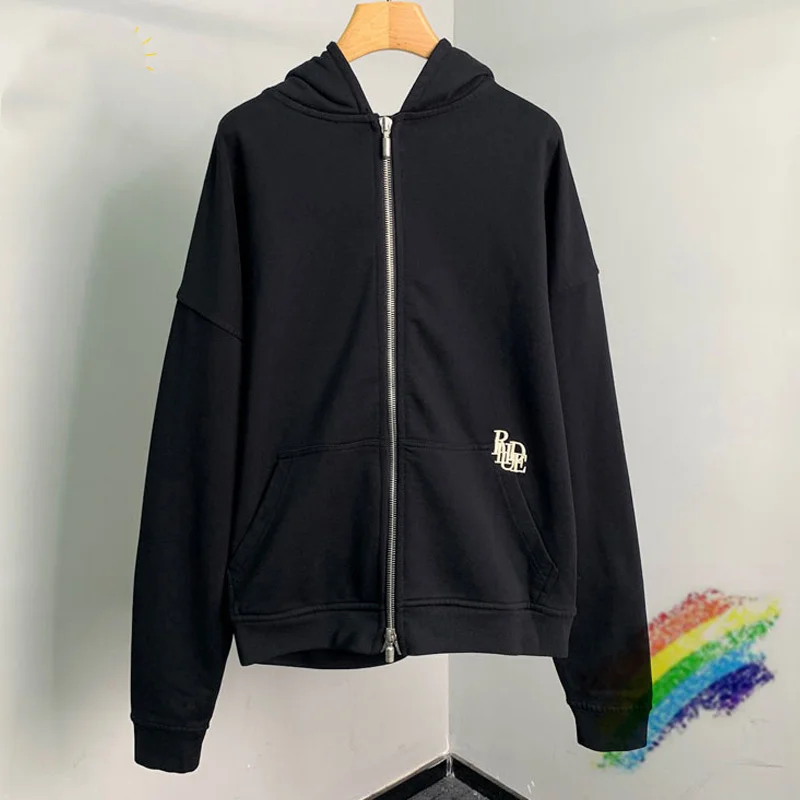 

Cardigan Rhude Zip Hoodie Men Women Embroidered Oversized Drop Shoulder RHUDE Sweatshirts