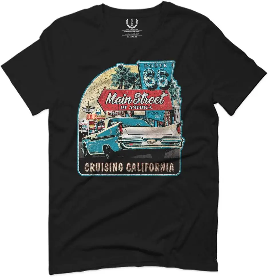 0270. Route 66 California Republic Vintage car Cool cali for men T Shirt