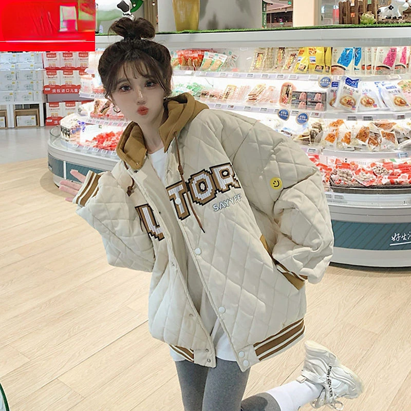 Winter Coat for Women Coats Jackets Hooded Cotton Padded Jacket Loose Aviator Jacket Baseball Cotton Jacket New