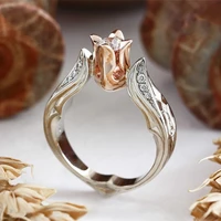 rose flower separation simulation zircon ring luxury party wedding ring women rings for women rings for men