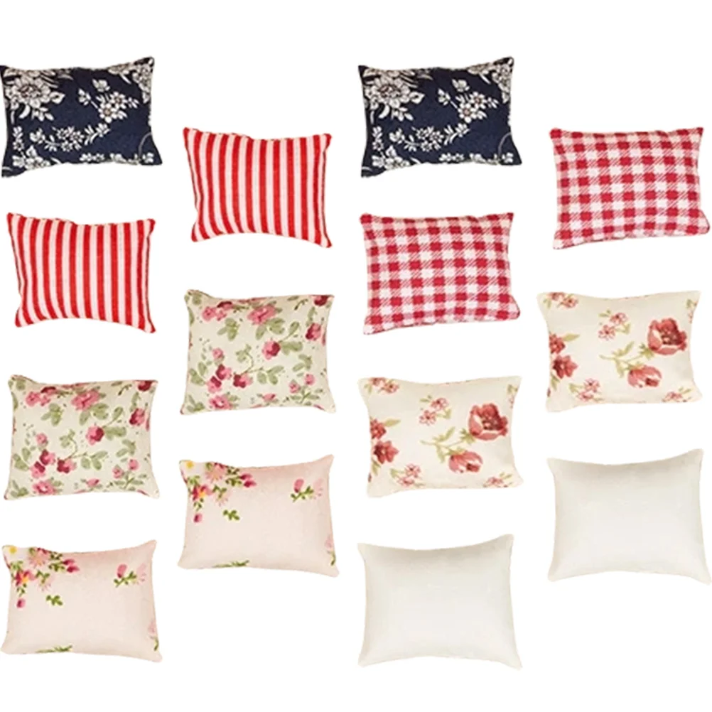 

14 Pcs Dollhouse Pillow DIY Accessory Miniature Throw Pillows Tabletop Model Dolls Toys Adorable Baby Decor Accessories