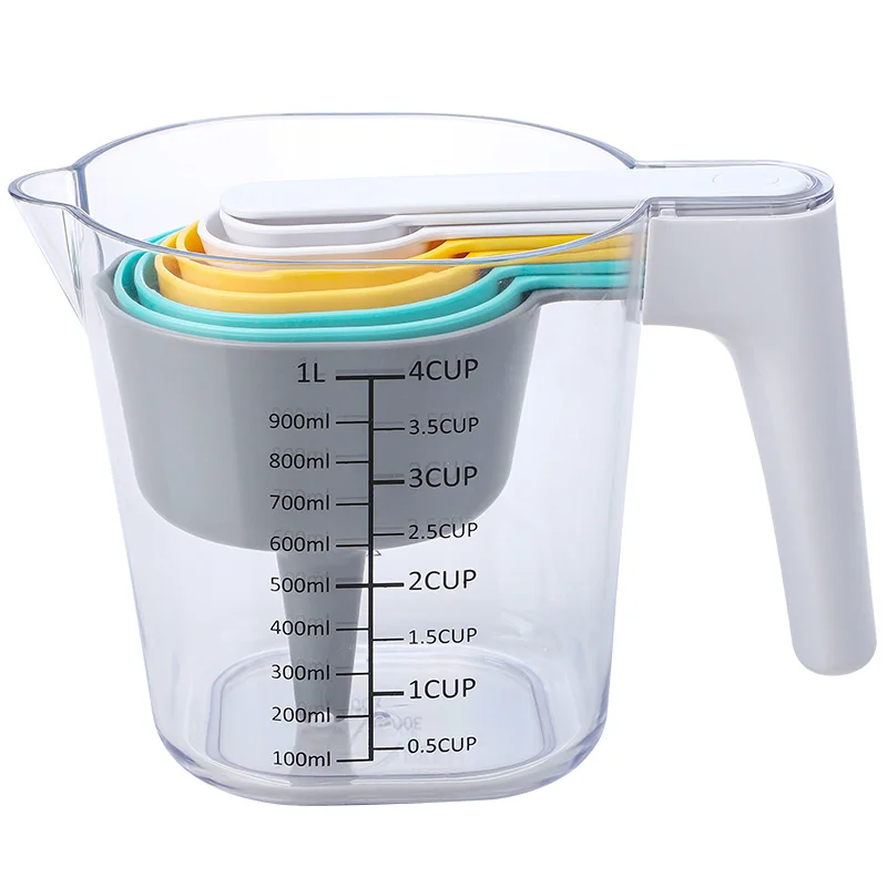 

9-Piece Nesting Measuring Cups and Spoons Set with Funnel Plastic BPA Free Dishwasher Safe - Kitchen Tools