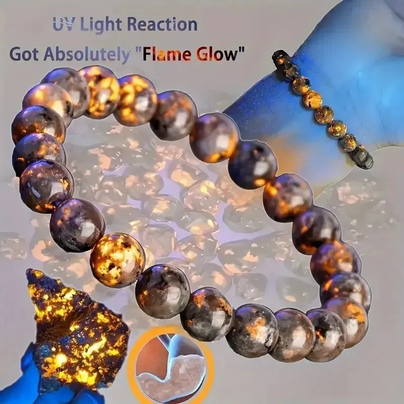 Браслет с бусинами и натуральным пламенем для мужчин женщин мощная чакра Yooperlite