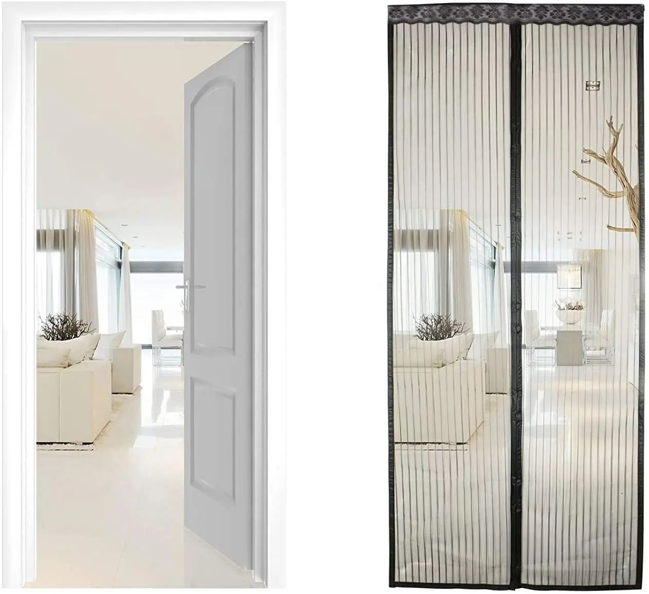 

Anti-Mosquito Door Curtain Net Fly Insect Screen Mesh Automatic Closing Easy Installation Magnetic perforation free door Curtain