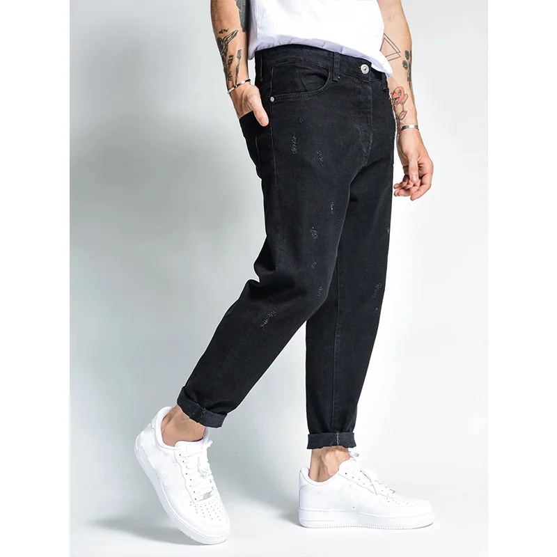 New Denim Pants Men's Jeans Straight Trend Slim Fit Jeans Streetwear Men Large Size Black Jeans Full Length Trousers