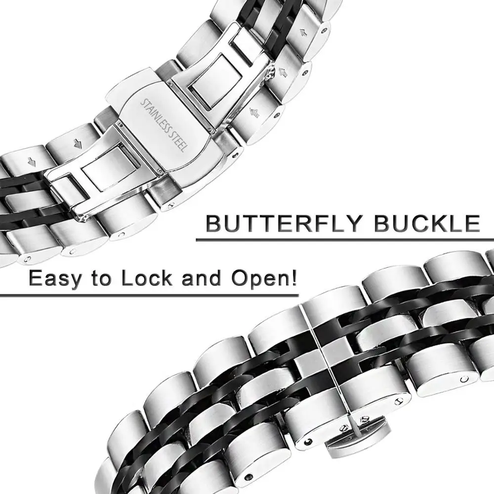 Metal Wrist Strap for Xiaomi Huami Amazfit GTR 47mm 42mm Stainless Steel Bracelet for Amazfit Bip lite/Stratos 2 2S / Pace Band