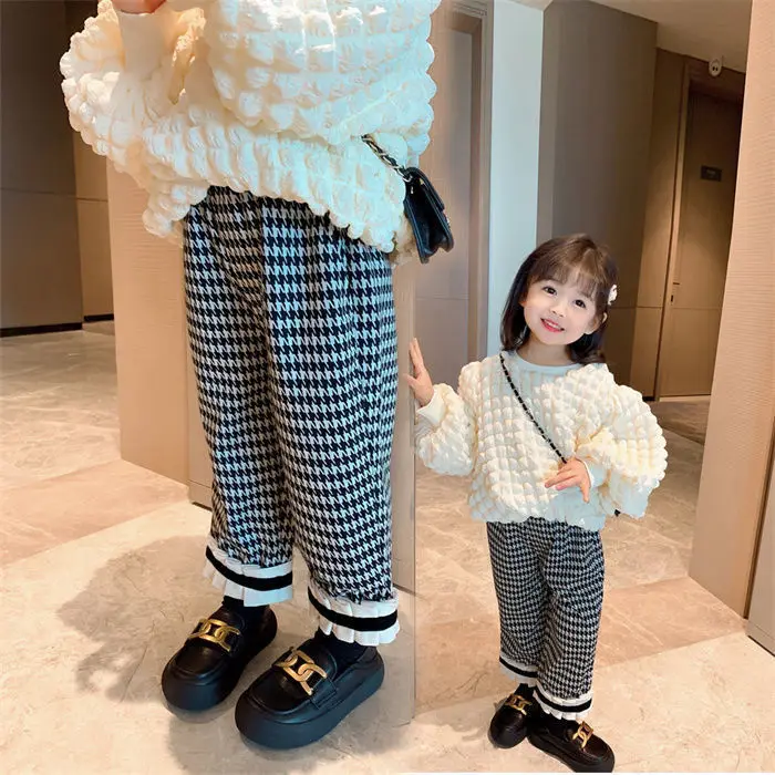 

Pants Ankle Length Elastic Waist Loose Plaid New Fashion Comfortable Cute Lovely Simple Winter Autumn Children Unisex
