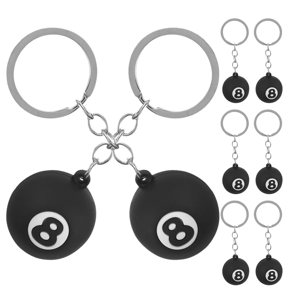 

8 Pcs Key Rings Decors Sports Billiards Keychains Ball Pendants Bags Keepsakes Gifts Novelty Metal Themed Small Match