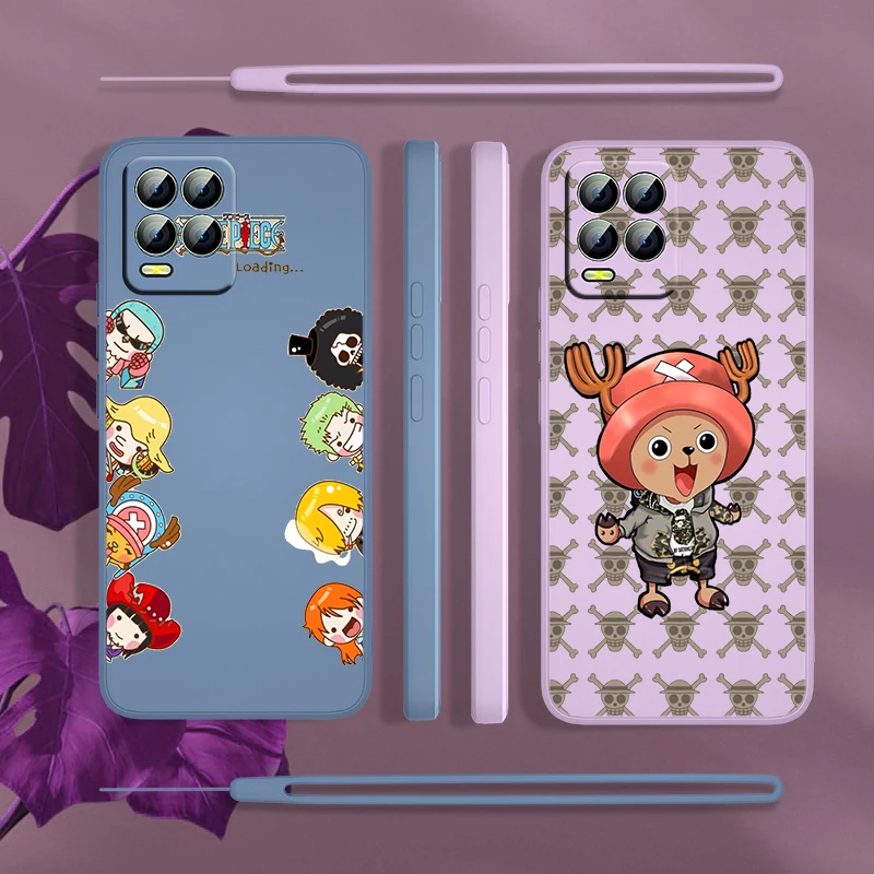 

One Piece Cute Luffy Chopper For Realme GT Neo2 Master Narzo 50i 50A C21Y C17 C11 C2 XT X2 X7 Pro Liquid Rope Phone Case