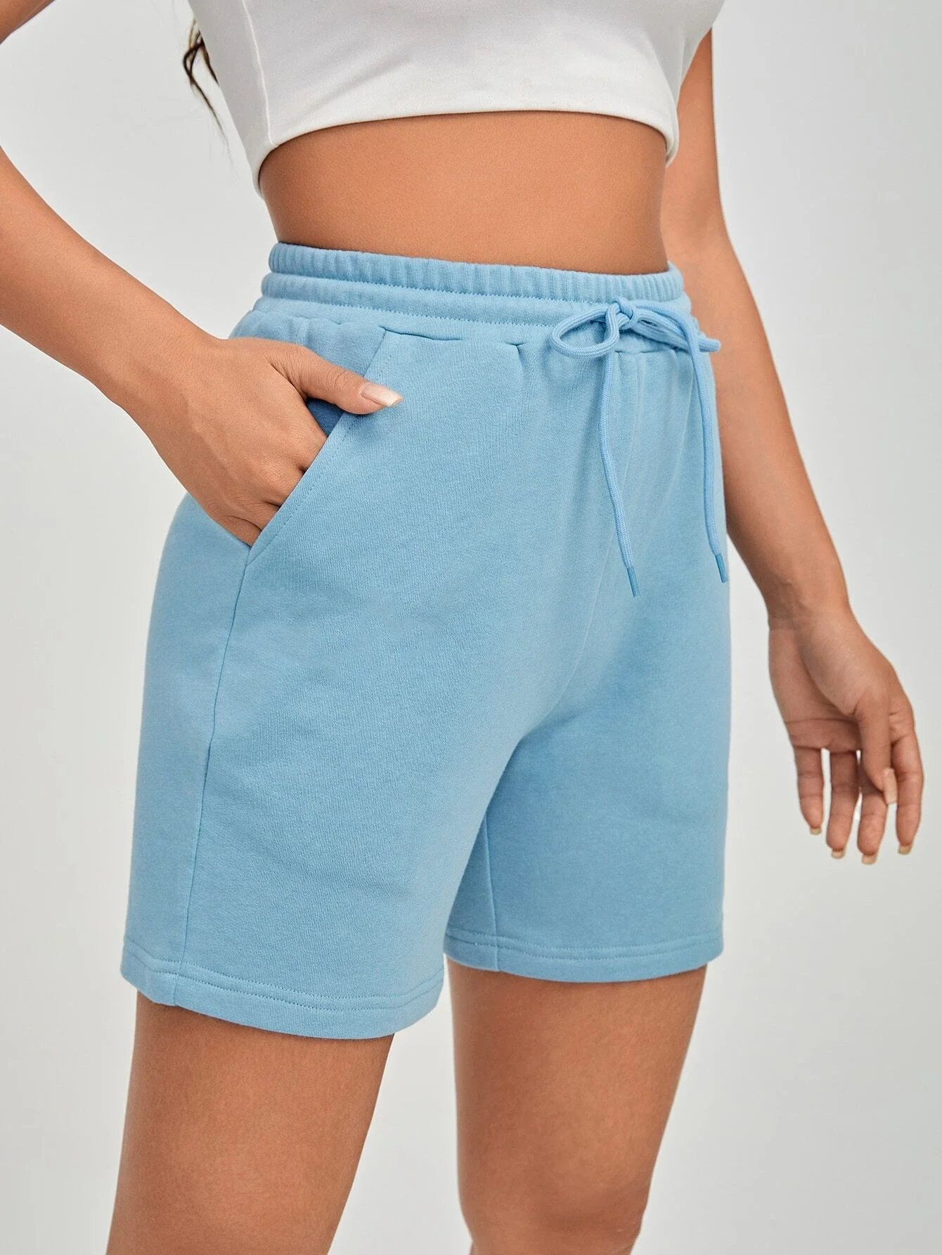 

Drawstring Waist Track Shorts