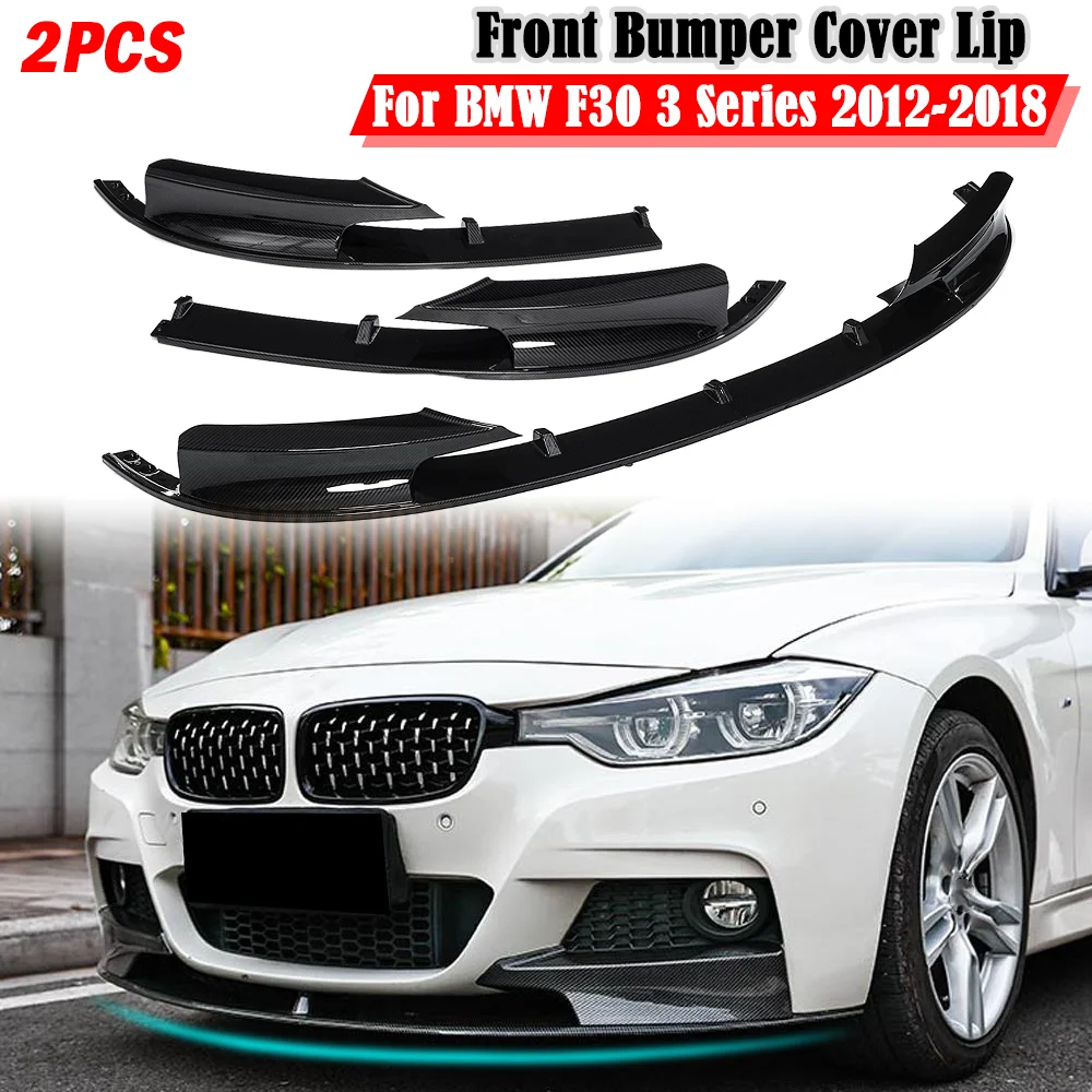 

2PCS Black/Carbon Fiber Look Car Front Bumper Lip Splitter Body Kit Bumper Lip Deflector Lips For BMW F30 3 Series 2012-2018