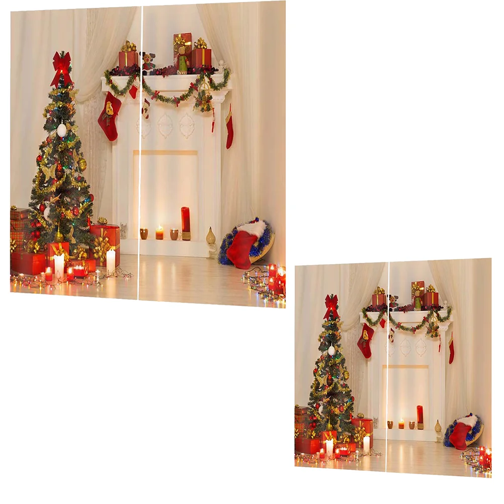 

1pc Curtain Christmas Curtain Set Christmas Room Decoration Xmas Blackout Curtain Xmas Hotel Curtain