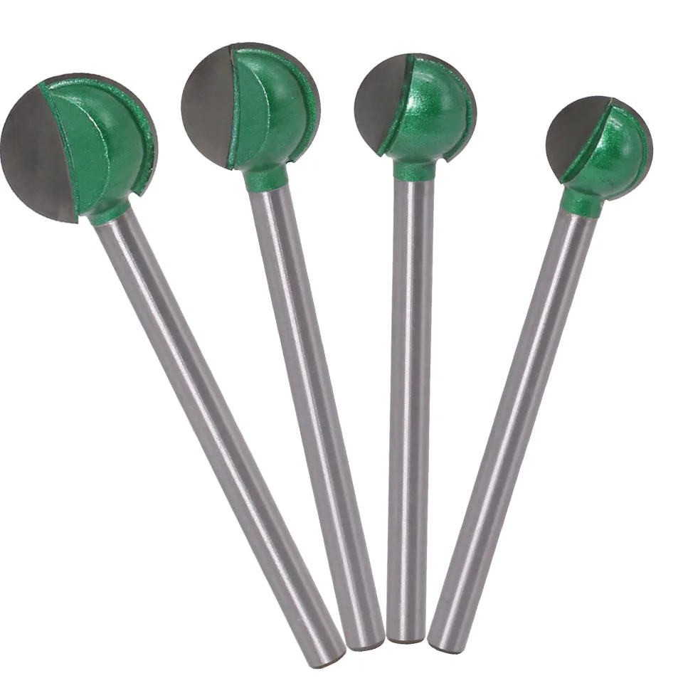 

4pcs ball cutter carving ball cutter woodcarving root carving cutter head cutter 6mm straight shank grinding head