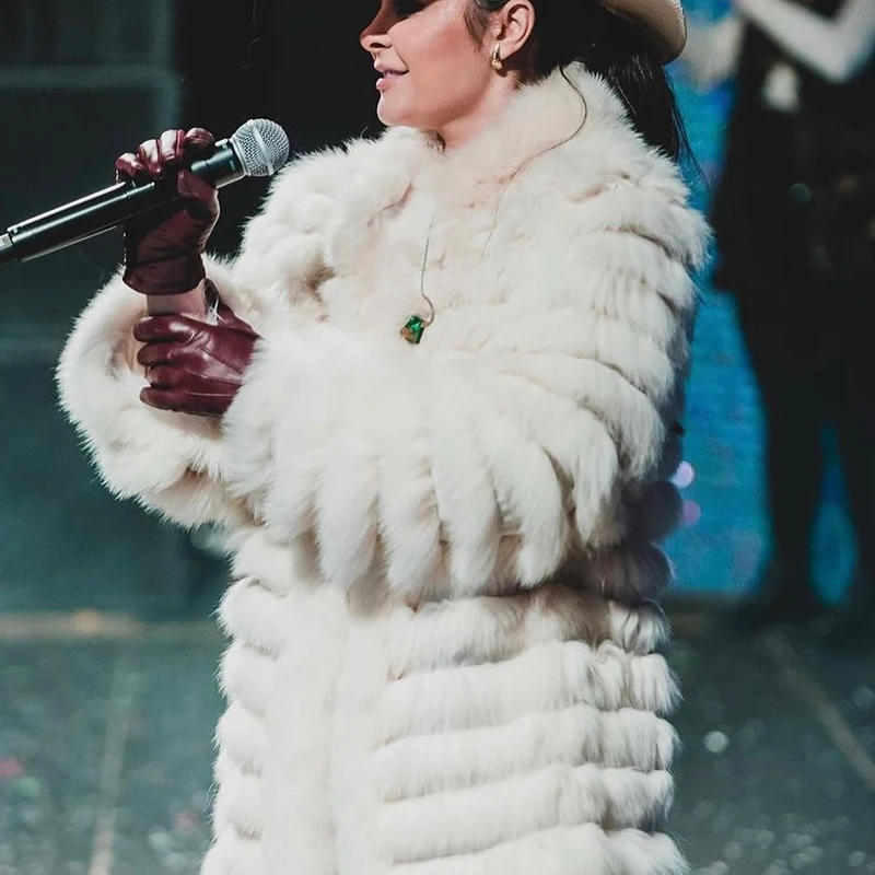 Stand-up Neck Natural Fox Fur Jacket Women High Street Warm Outertwear Lady Winter Thicken Cozy Luxury Real Fox Fur Coat Female